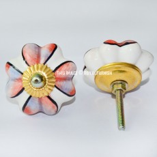 Floral Printed Ceramic Knobs, Set of 2