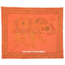 86"X71" Ethnic Hand Embroidered Elephant Wall Hanging