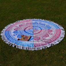 ON SALE!! White Multi Ombre Beach Throw Roundie, Mandala Round Table Cover