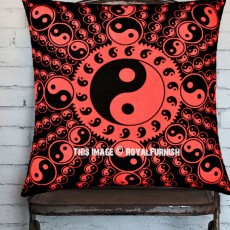 Red and Black Yin Yang Decorative Tie Dye Pillow Cover 16X16