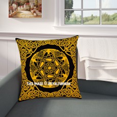 Yellow Star Celtic Knot Decorative Tie Dye Cotton Throw Pillow Cover 16X16