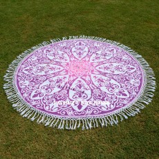 Pink Multi Royal Ombre Thin Sheet Mandala Roundie Beach Throw