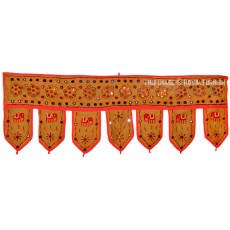 Brown Mirrored Floral Unique Handcrafted Window Door Valance Toran