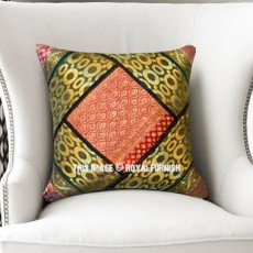 Green Bubble Designs Unique Silk Sari Throw Pillow Cover
