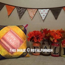 Unique Handcrafted Old Sari Made Square Pillow Case 16X16