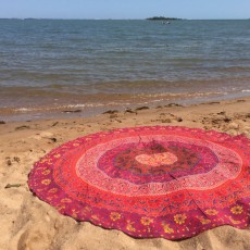 Red Hippie Plum & Bow Mandala Medallion Roundie Beach Throw