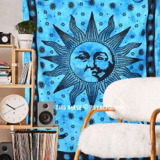 Turquoise Psychedelic Sun Face Tapestry