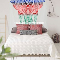 Small Blue & Red Multi Asian Elephant Tapestry