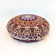 Purple & Brown 3 D Star Medallion Round Floor Pillow Cover 32 Inch