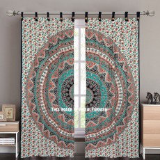 Beige & Orange Kerala Tapestry Curtain Panel Pair 38X84 Inch