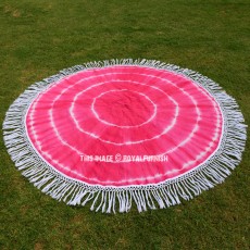 Pink Shibori Mandala Circle Beach Blanket Throw