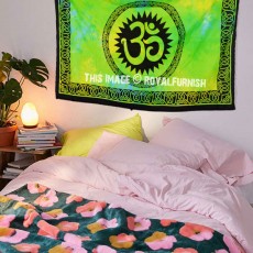 Green Tie Dye Twin Celtic OM Meditation Yoga Wall Tapestry