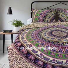 Multi Elephants Ring Teen Boho Bedding Mandala Duvet Cover Set with 2 Pillow Covers
