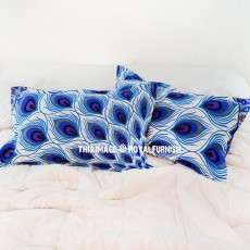 Blue Peacock Wings Featuring Bohemian Bed Pillow Covers Set of 2
