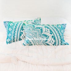 Sea Green Geometric Ombre Mandala Bed Pillow Covers Set of Two
