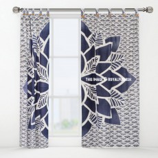 Gray & Black Jazmin Medallion Tapestry Curtain Panel Pair