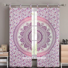 Pink And Purple Saros Ombre Mandala Tapestry Curtain Panel Pair