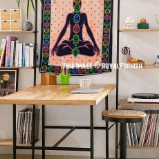 Orange Multi Yoga Meditation OM Chakra Cotton Poster