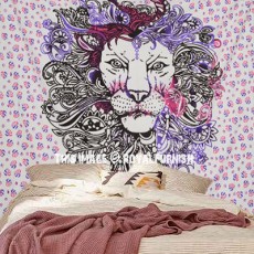 Animal Abstract Art Wall Art Home Decor, Lion Face Portrait Tapestry Wall Hanging