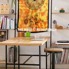 Yellow & Brown Multi Tie Dye Fabric Dream Catcher Poster