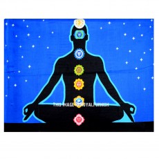 Black & Blue Multi Meditation Chakra Poster Tapestry Wall Hanging