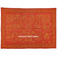 Brown Hand Embroidered Festival Theme Based Unique Wall Hanging