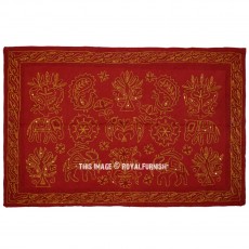 Maroon Color Birds & Animal Featuring One of A Kind Handmade Cotton Wall Hanging