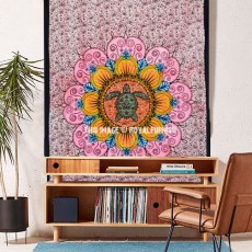 Twin Pink Multi Turtle Mandala Tapestry