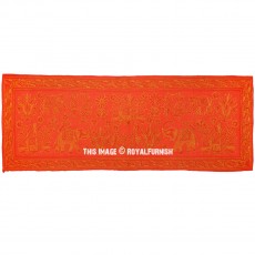 Orange Animals Birds Featuring Cotton Fabric Cloth Wall Hanging