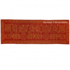 Maroon Elephants & Bird Featuring Golden Embroidery Fabric Cloth Wall Hanging