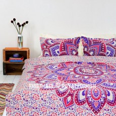 Pink Purple Multi Lotus Ombre Mandala Duvet Covers with Set of 2 Pillow Covers