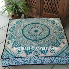 Sea Green Stevie Square Pets Floor Pillow Cover 36" Inch