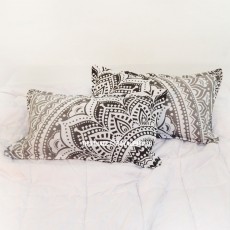 Grey & Black Classic Ombre Medallion Bed Pillow Covers Set of Two