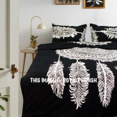 Black & White Dream Catcher Mandala Duvet Covers with Set of 2 Pillow Covers