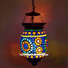 Antique Mosaic Ceiling Hanging Turkish Moroccan Lamp Light Fixture 6X8