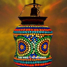Artisans Made Mosaic Glass Hanging Pendant Light Lantern