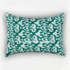 Green ZigZag Kantha Embroidered Standard Pillow Cover Set of 2