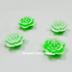 Gift Pack of Green & White Decorative Flower Floating Candle Set of 4, Scented Tea Light