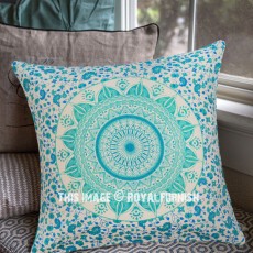 Sea Green New Ombre Mandala Cotton Throw Pillow Case