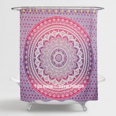 Pink & Purple Classic Ombre Mandala Boho Tapestry Shower Curtain