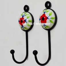 Red Rose Ceramic Round Key Holders Set of 2