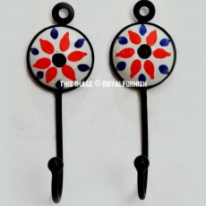 Choker Ceramic Round Key Hooks Set of 2