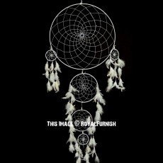 White Big And Small Circle Dream Catcher Wall Hanging