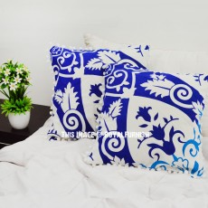 Blue Multi Ombre Bohemian Mandala Pom Pom Throw Pillow Cover Set of 2