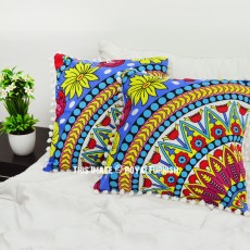 Decorative Indie Color Floral Boho Throw Pillow Cover Set of 2