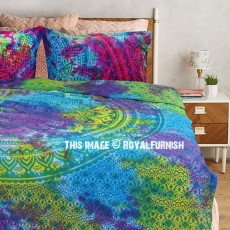 Multi Colorful Tie Dye Cotton Duvet Cover with 2 Pillow Covers