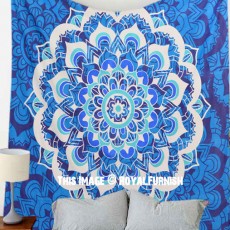 Blue Multi Marigold Bohemian Mandala Wall Tapestry