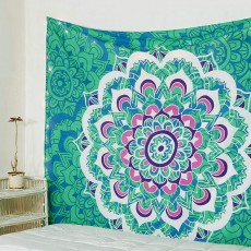 Sea Green Multi Marigold Bohemian Mandala Wall Tapestry