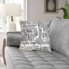 White & Black Herringbone Decorative Throw Pillow Cover, Cushion Cover