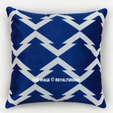 Decorative Blue Geometric Square Throw Pillow Cover 16X16 Inch